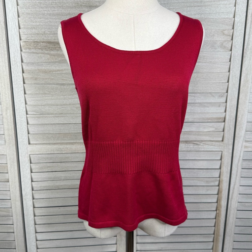 GRACE DANE LEWIS Silk Blend Sleeveless Sweater Red-Medium